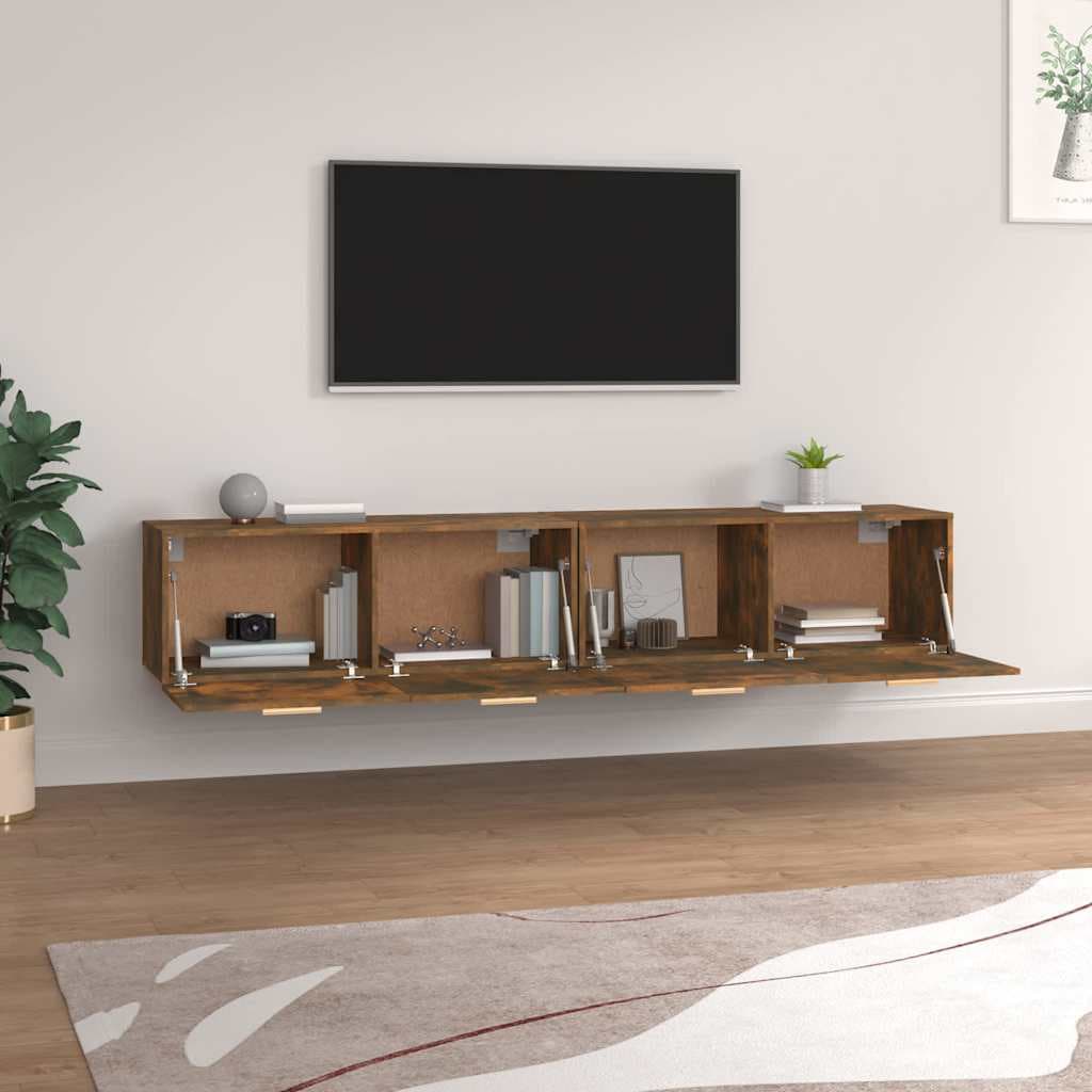 vidaXL Armoires murales 2 pcs Chêne fumé 100x36,5x35 cm