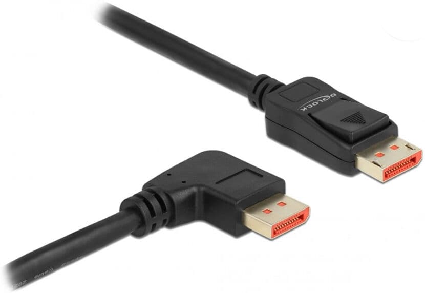 Delock Displayport Kabel 1.4 (4k/8k) - Høyrevinklet - Svart - 2m