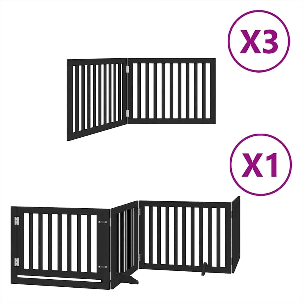 vidaXL Barrière pour chien porte pliable 10panneaux noir bois peuplier