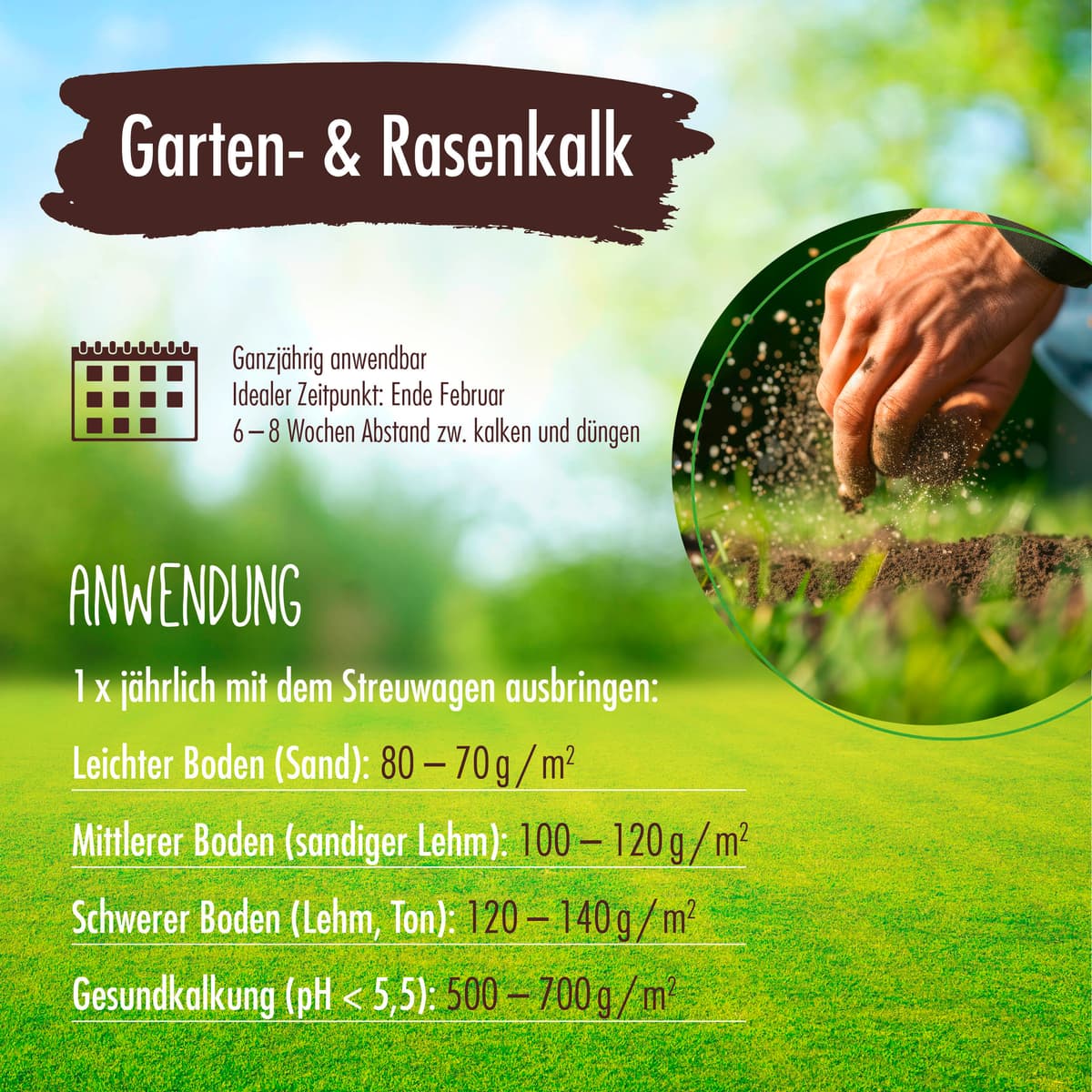 Höfer Chemie GmbH 1x 15 kg VERDURMAX® Chaux pour jardin et gazon