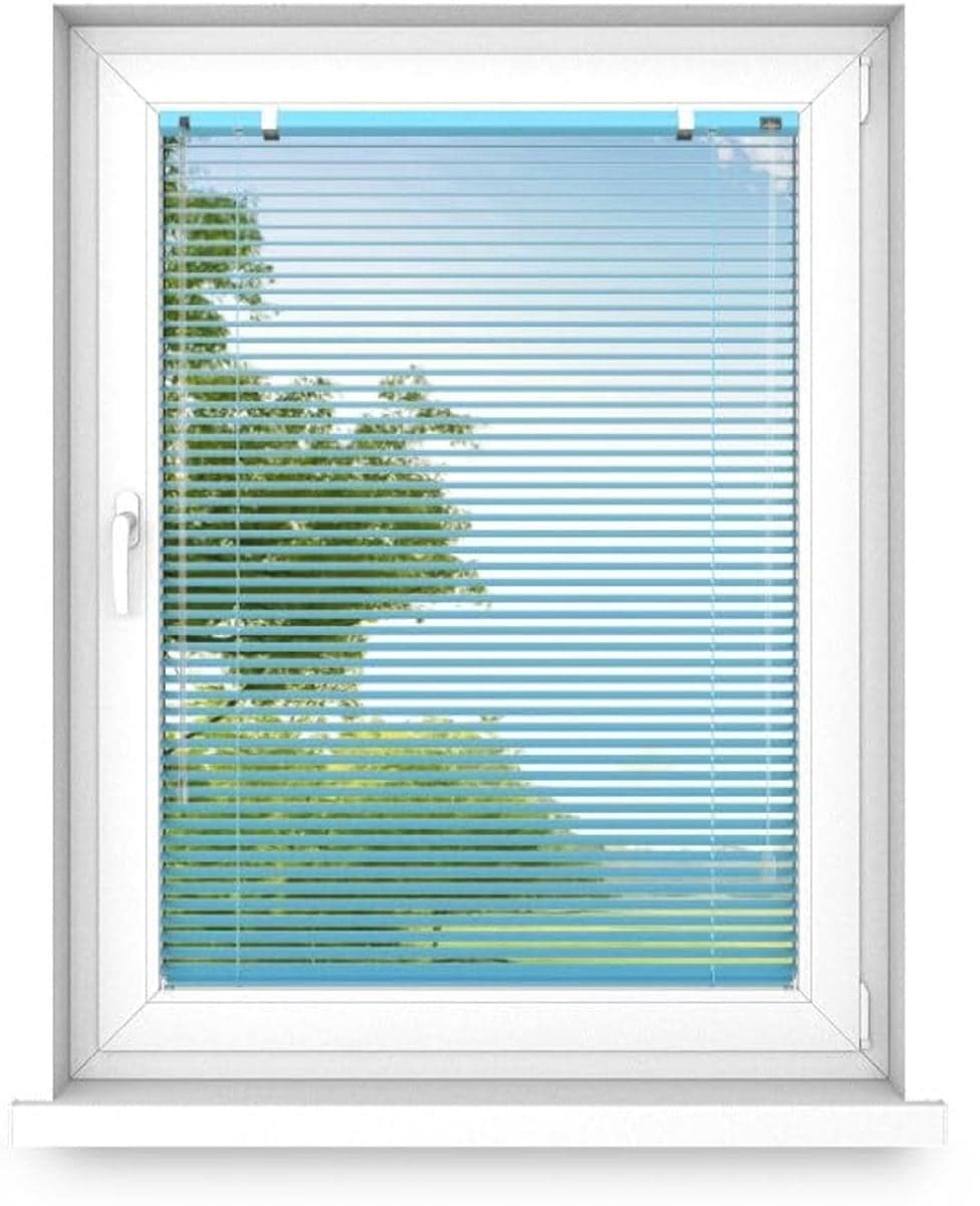 time4blinds Binnenjaloezieën zonder boren - Aluminium - Azuurblauw - Breedte: 60 cm, Hoogte: 200 cm - Links