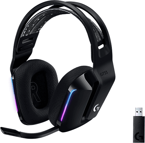 Auriculares gaming - Logitech G G733, Diadema, Inalámbricos, Micrófono, PC/Mac/PS, Hasta 29h de batería, 7.1 canales, 16.8 millones colores, Negro
