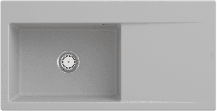 Villeroy und Boch Subway Style 60 Einbauspüle 336201SM Becken links, Ablaufgarnitur mit Handbetätigung, 1000 x 510 mm, Steam