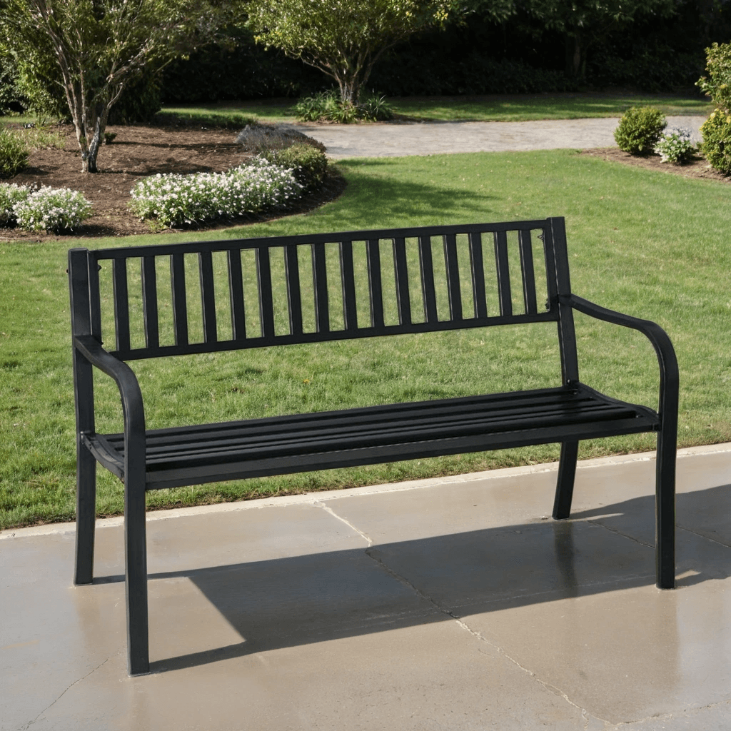 B2B Partner Kovová parková lavička STRIP s opěradlem 1+1 ZDARMA, 1270 mm