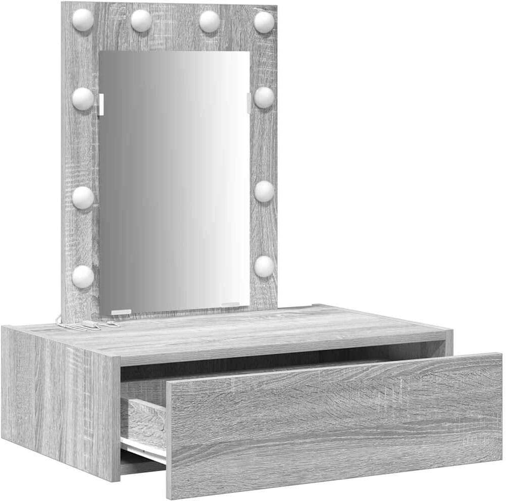 vidaXL Table de Toilette Gris 60 x 40 x 70 cm Bois d'ingénierie