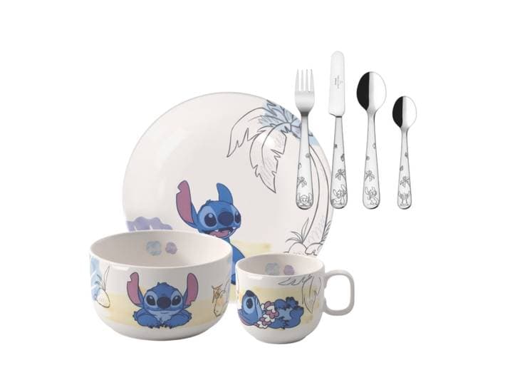 Kindergeschirr-Set VILLEROY & BOCH Kindergeschirr-Set Disney Stitch 7er Set bunt , bunt, 7, Geschirr-Sets, Kindergeschirr-Set, Spülmaschinenfest, Mikrowellensicher