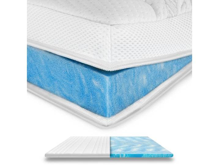 AM Qualitätsmatratzen Gelschaum Topper 160/200 cm - 6cm Höhe & Tencel Bezug, Weiß, Textil, Uni, Füllung: Viskoelastischer Kern, Rechteckig, 160x200 cm, Bezug rundum abnehmbar, Schlafzimmer, Matratzen, Topper
