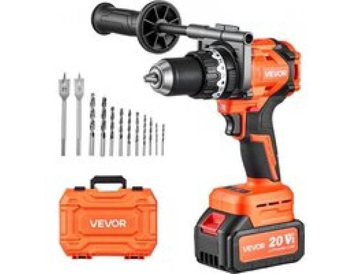 VEVOR Akku-Schlagbohrschrauber 20 V 12,7 mm 24000 IPM 550 U/min/2.200 U/min, zum Bohren in Holz & Metall sowie zum Schrauben, 4000-mAh-Lithium-Ionen-Akku & Ladegerät, mit Ganzmetall-Bohrfutter, 160 Nm