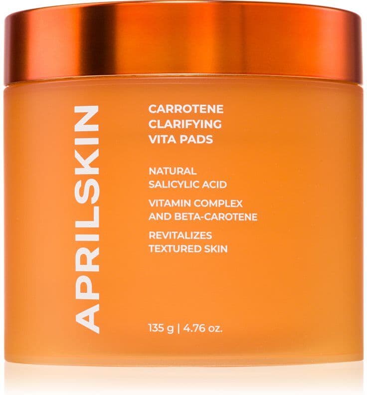 APRILSKIN Carrotene Clarifying Vita Pads επιθέματα καθαρισμού για λιπαρή επιδερμίδα με τάση για ακμή 60 τμχ