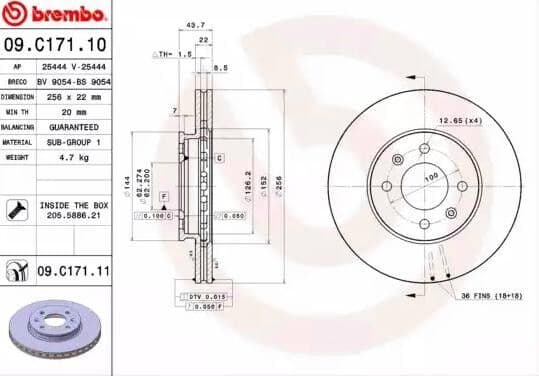 BREMBO 09.C171.11 Disc de frână