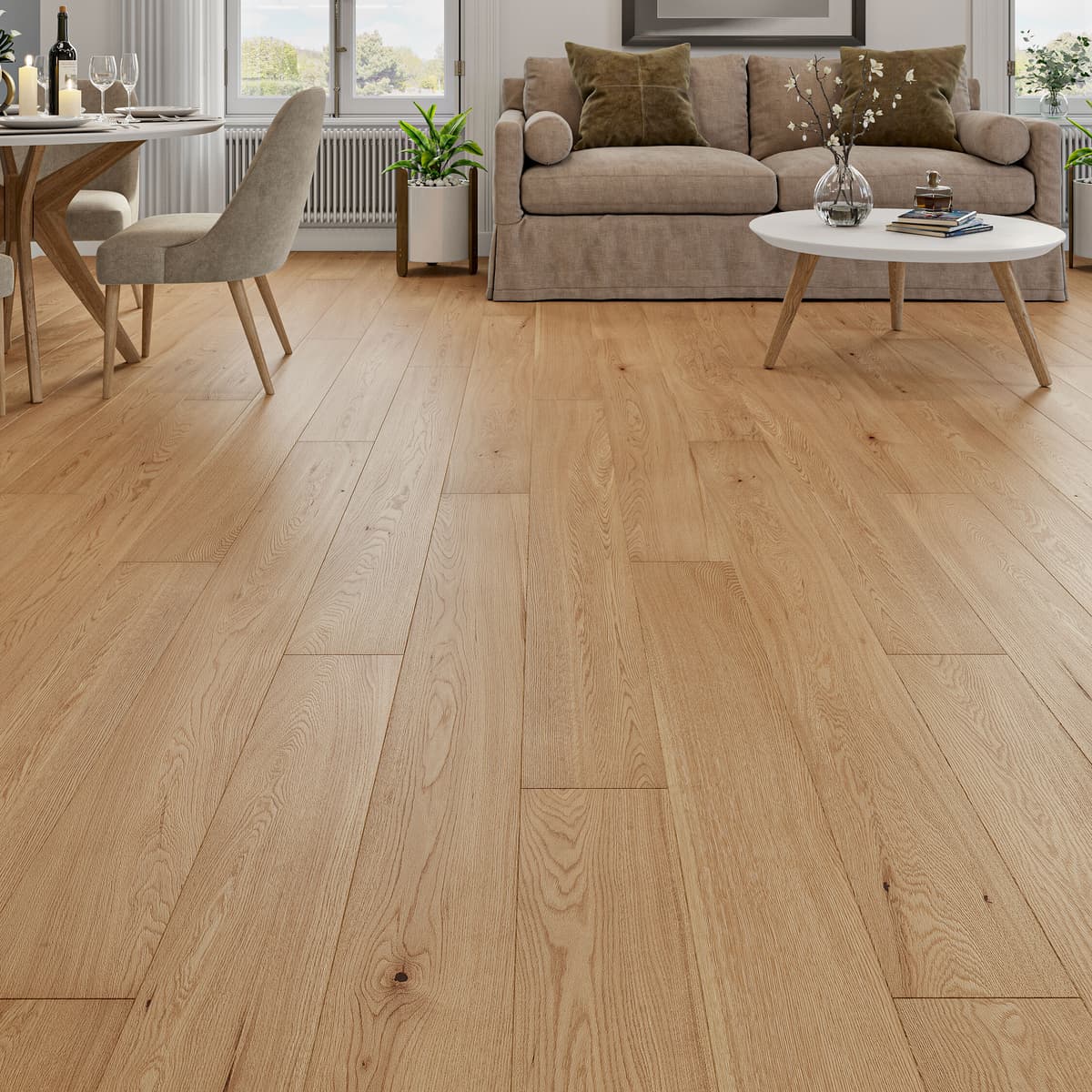 Luxury Flooring Natural Engineered Oak Smooth & Oiled Flooring - 14mm x 1900mm x 190mm