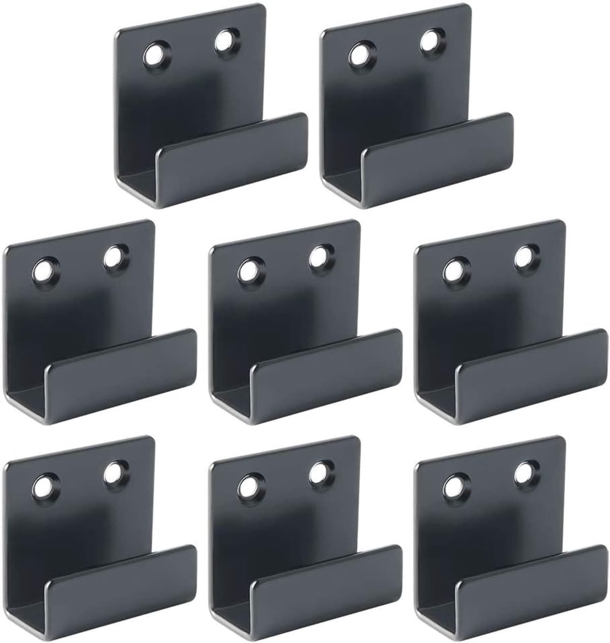Set van 8 zwarte roestvrijstalen wandhaken met schroeven voor tegels, fotolijsten en spiegels, binnenbreedte: 20 mm