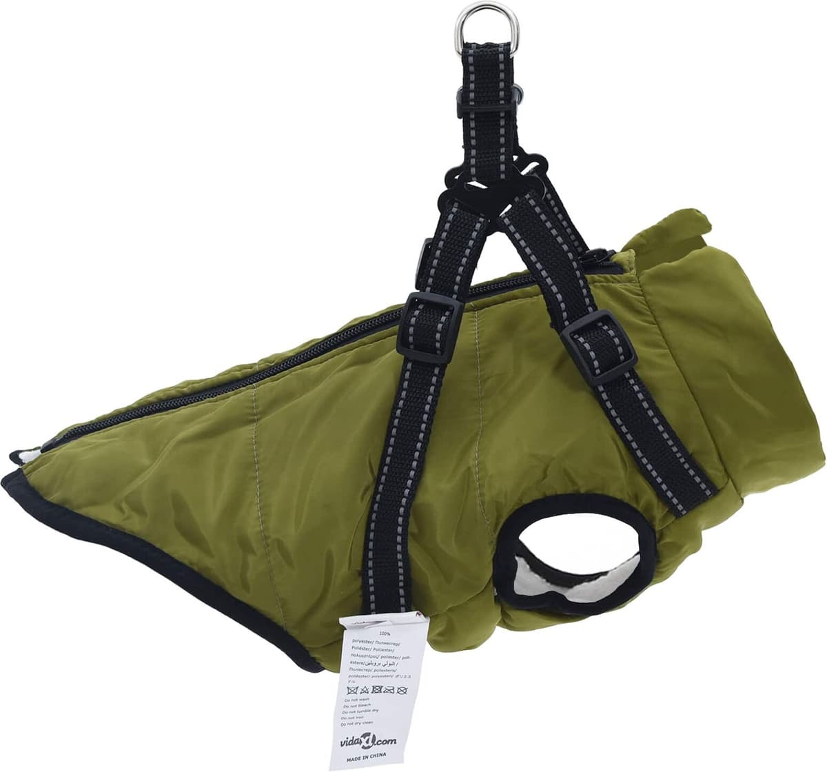 vidaXL Manteau pour chien Vert armée L28 Fleece et Polyester