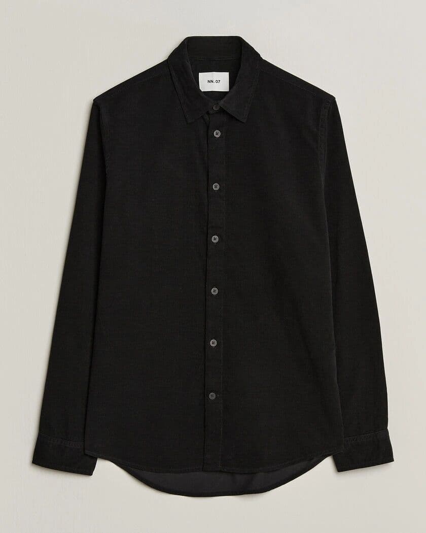 NN07 Asher Baby Cord Shirt Black men M Sort