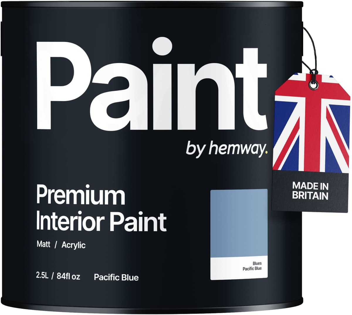 Hemway Wall Paint   Pacific Blue   Matt Emulsion Interior   Acrylic   Latex - Pacific Blue - 2.5L