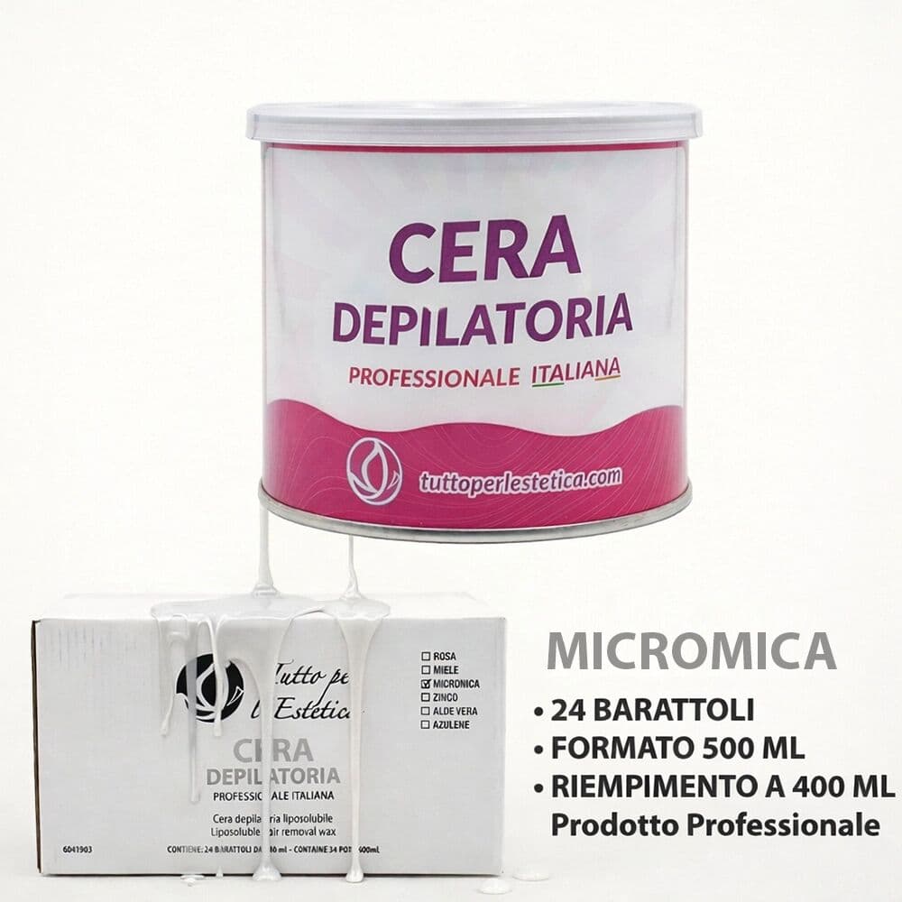 Tuttoperlestetica Cera Depilatoria Micromica 400 ml Professionale liposolubile – Made in Italy 24 BARATTOLI