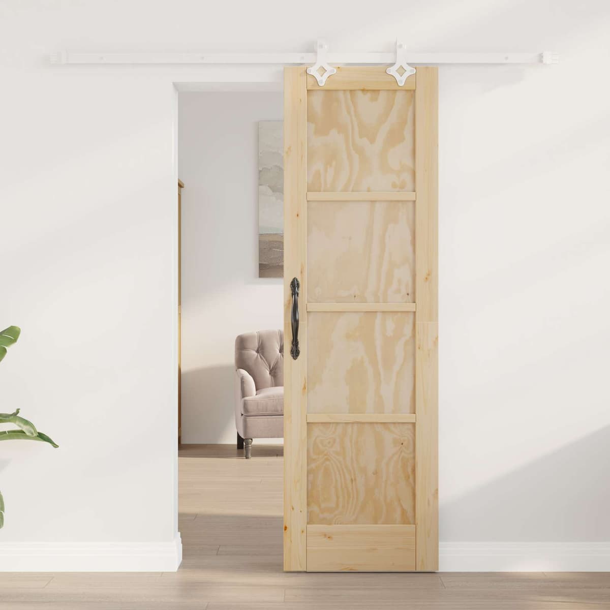 vidaXL Porte coulissante Naturel et Blanc 61 x 198,5 cm