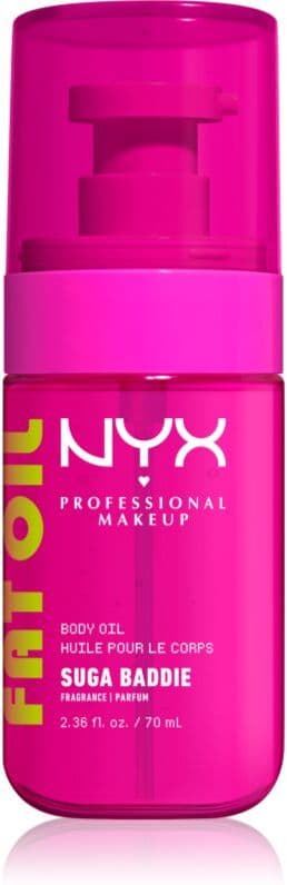 NYX Professional Makeup Fat Oil Body θρεπτικό λάδι σώματος προσθέτει ενυδάτωση και λάμψη με άρωμα Suga Baddie 70 ml