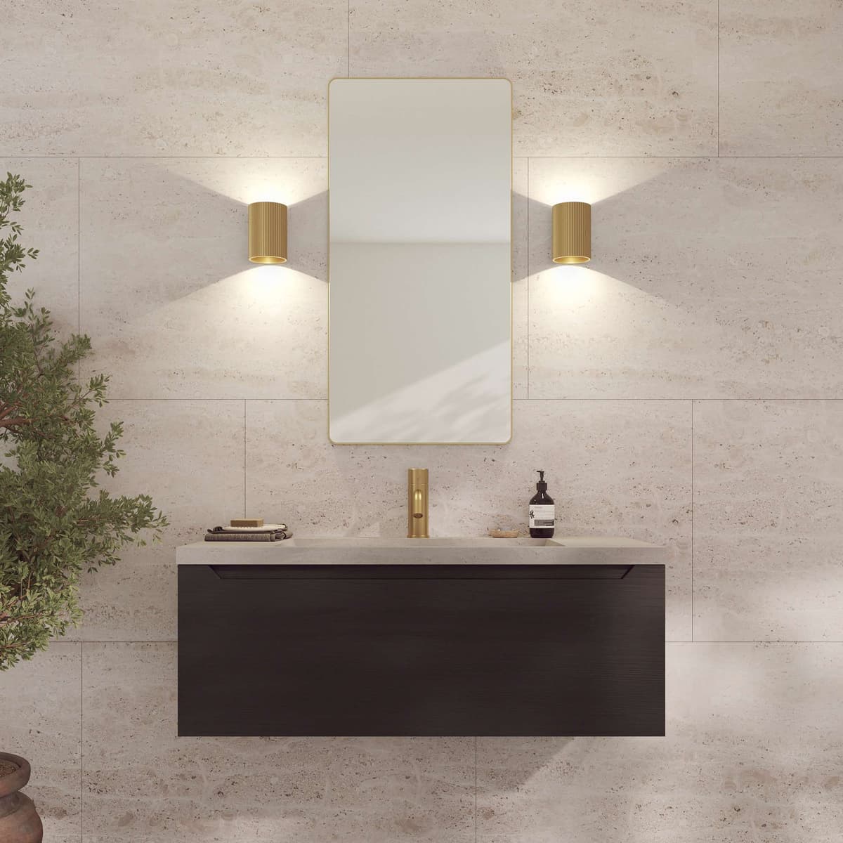 Spiegel LOEVSCHALL "Refine Wandspiegel rechteckig – eleganter Designspiegel mit edlem", gold (goldfarben), B:45cm H:90cm T:1,5cm, Spiegelglas, Spiegel, Spiegel, Rahmen in vielen Größen & Farben für Bad, Flur & Schlafzimmer
