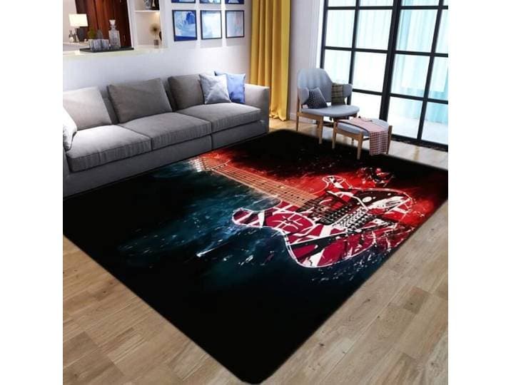 HVn-1783 Tapis de sol avec motif de guitare imprimé en 3D pour salon chambre à coucher de grande surface dessin animé p