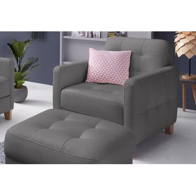 Sessel EXXPO - SOFA FASHION "Elio, Loungesessel, aufwendige Detailverarbeitung, bequem und modern", grau (delphin), B:76cm H:84cm T:90cm, Luxus-Kunstleder;NaturLEDER (echtes Rindsleder) in Sitz und Rücken. Korpus in passendem Kunstleder SOFTLUX...