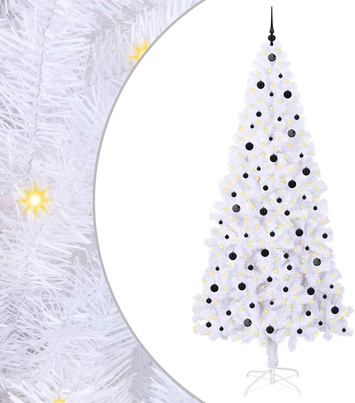 vidaXL Sapin de Noël artificiel avec 300 LED Blanc 240 cm PVC et Acier