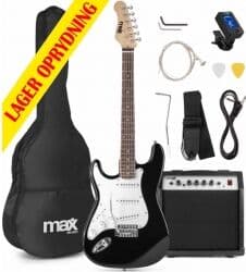 GigKit Electric Guitar Pack – Venstrehåndet Elguitar med Forstærker – Sort