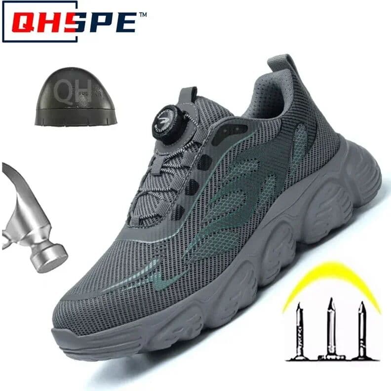 QHSPE Rotating Button Tactical Boots Men Reflective Steel Toe Shoes Indestructible Work Sneakers Protective Safety Boots Size 47 48