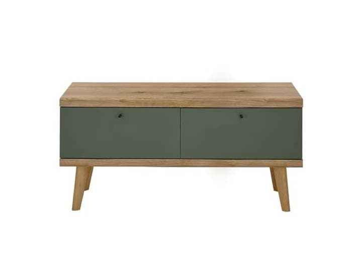 Lomadox Wohnzimmer TV-Lowboard TV-Schrank, 107cm, in Eiche mit grün Modern