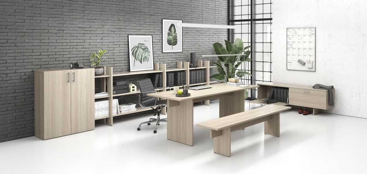 B2B Partner Skrinka nízka SOLID, 1800 x 400 x 550 mm, dub prírodný
