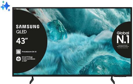 Samsung QLED AI TV 43'' QE43Q7FAAUXZT 4K, Processore Q4 AI, 4K Upscaling, Color Booster Pro, OTS Lite, Slim Look Design, Vision AI Smart TV, 2025