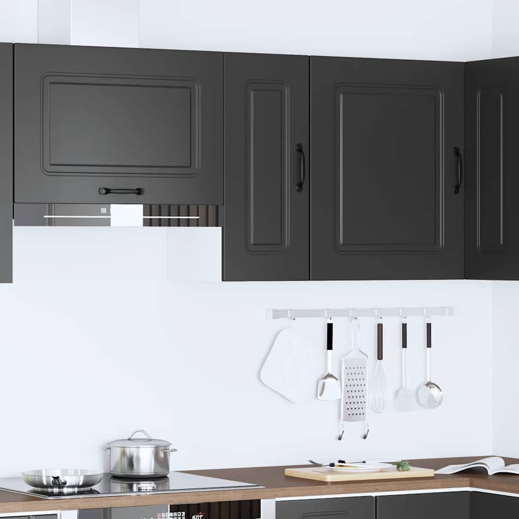 vidaXL Armoire murale de cuisine Kalmar noir bois d'ingénierie