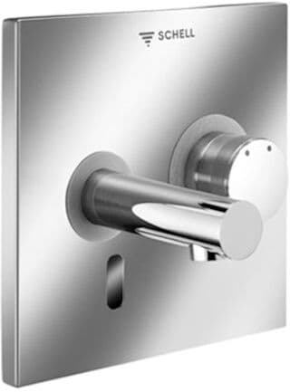 Schell Linus Fertigmontageset 019320699 Frontplatte Messing, mit 170 mm Auslauf, Infrarot-Sensor-Elektronik, Mischwasser, Netzbetrieb