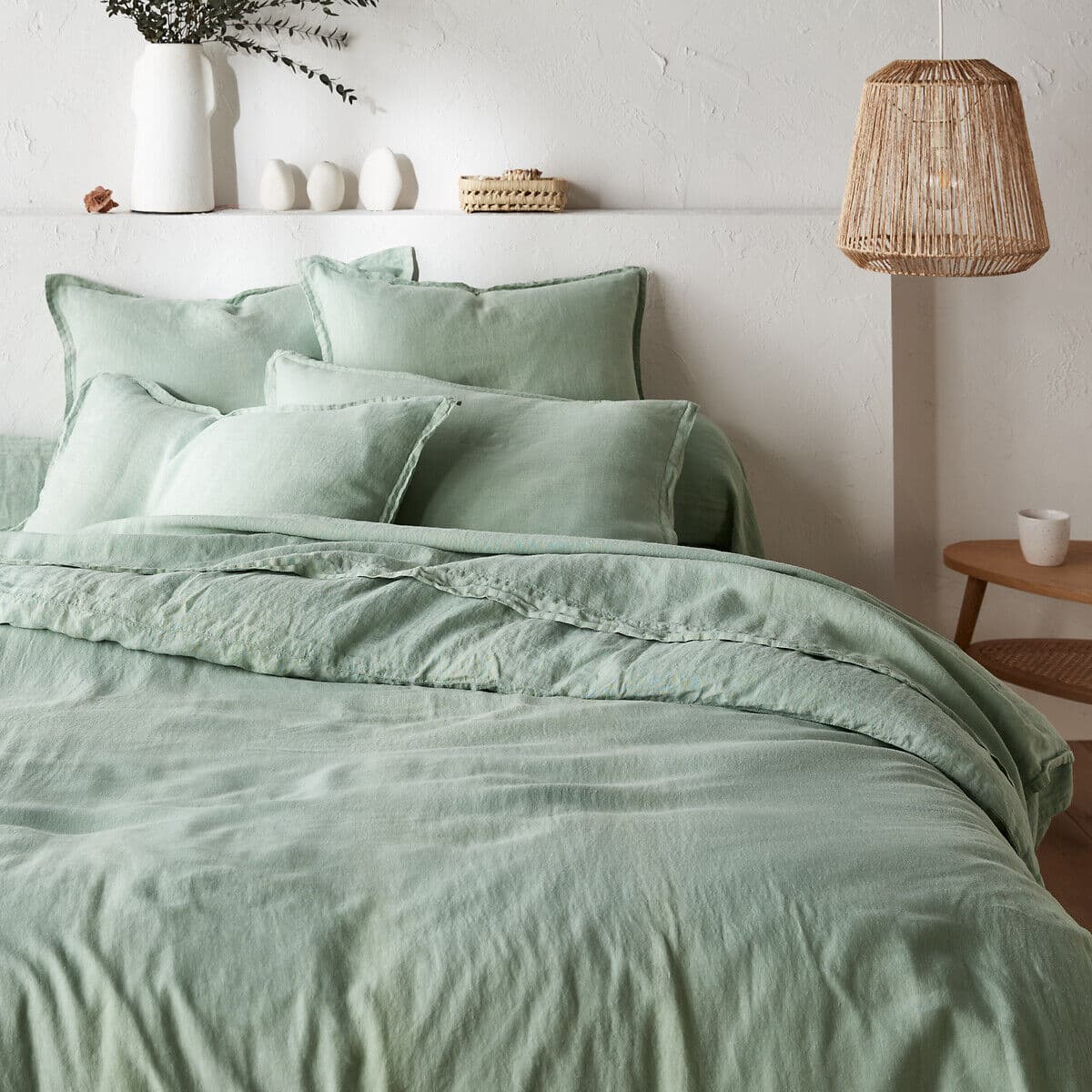 LA REDOUTE INTERIEURS Drap housse lin lavé, bonnet 30cm, Linot