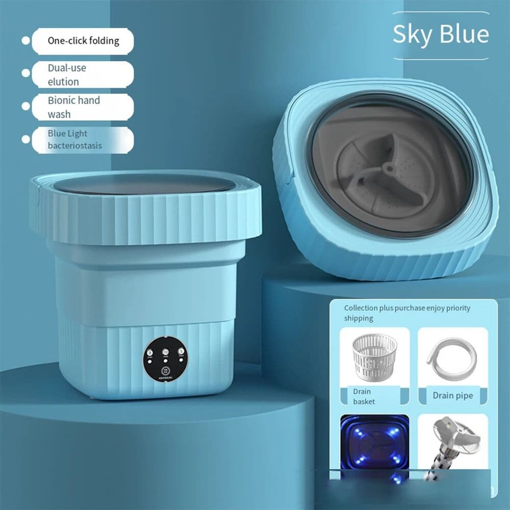 Houselin 6L 11L Folding Portable Washing Machine with Spin Dryer for Clothes Travel Home Ultrasonic Underwear Socks Mini Washer 110V 220V