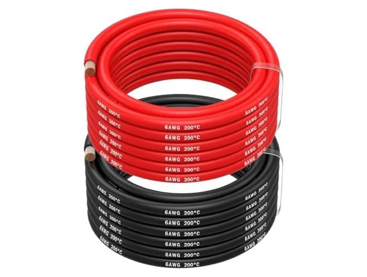MMOBIEL 6 AWG Siliconen Elektrische Draad - 6 Gauge (13,3mm²) Vertinde Koperkabel - 2 Aparte Draden Rood & Zwart Elk 5 m voor Koelkasten, Airconditioners, Autobatterijen, Lasbatterijen