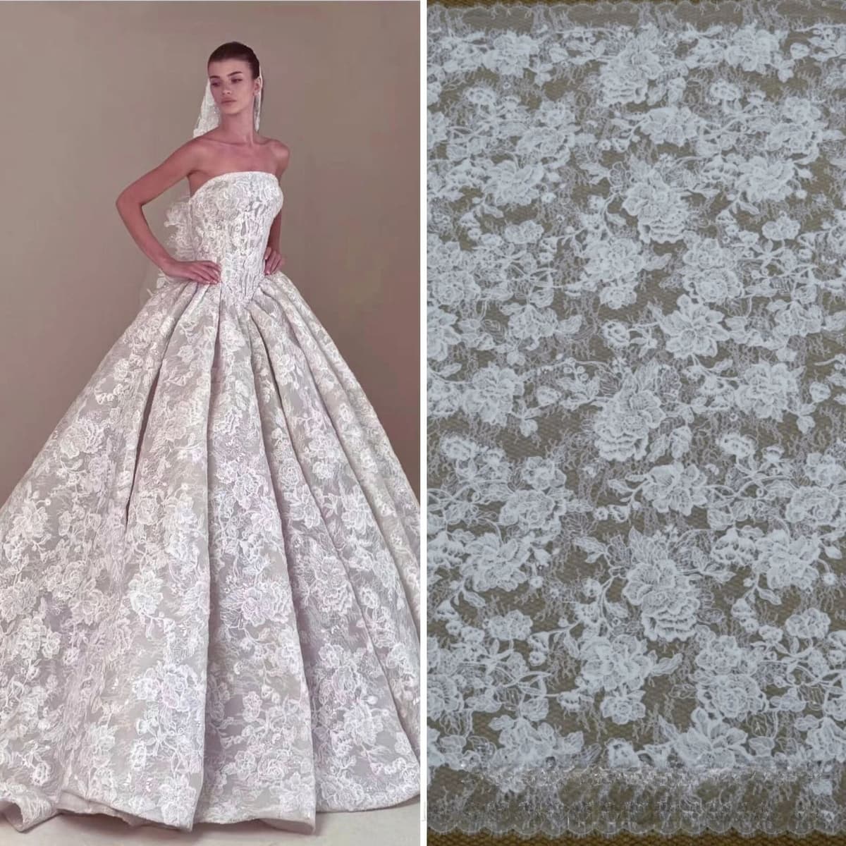 NONE Mesh Bottom Soft Lace Embroidery Bead Embroidery Lace Lace Fabric Can DIY Fashionable Wedding Dresses and Gowns