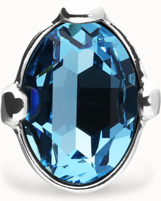UNOde50 Anillo grande bañado en plata con cristal facetado ovalado azul Azul 12