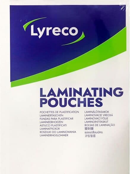 Laminat SjÃ¤lvhÃ¤ftande LYRECO A4 100mic klar 100/fp