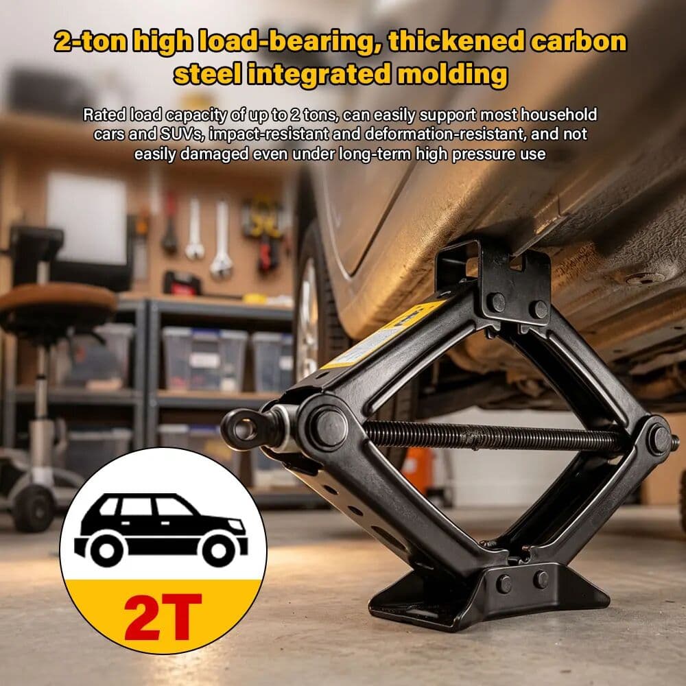 NONE 2T Car Scissor Jack with Wrench for SUV Vehicle Auto Emergency Crank Lift Stand Labor-Saving Repair and Tire Replacement Tool