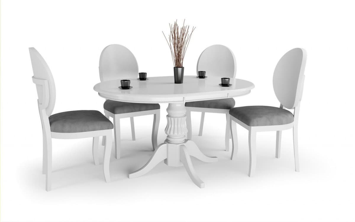 Halmar 2 Set masa extensibila William alba L90-124 cm + 4 scaune Verdi gri/alb