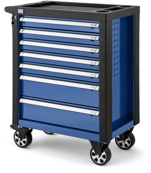 Carrello per attrezzi HBM 7 cassetti, 76,5 cm, blu