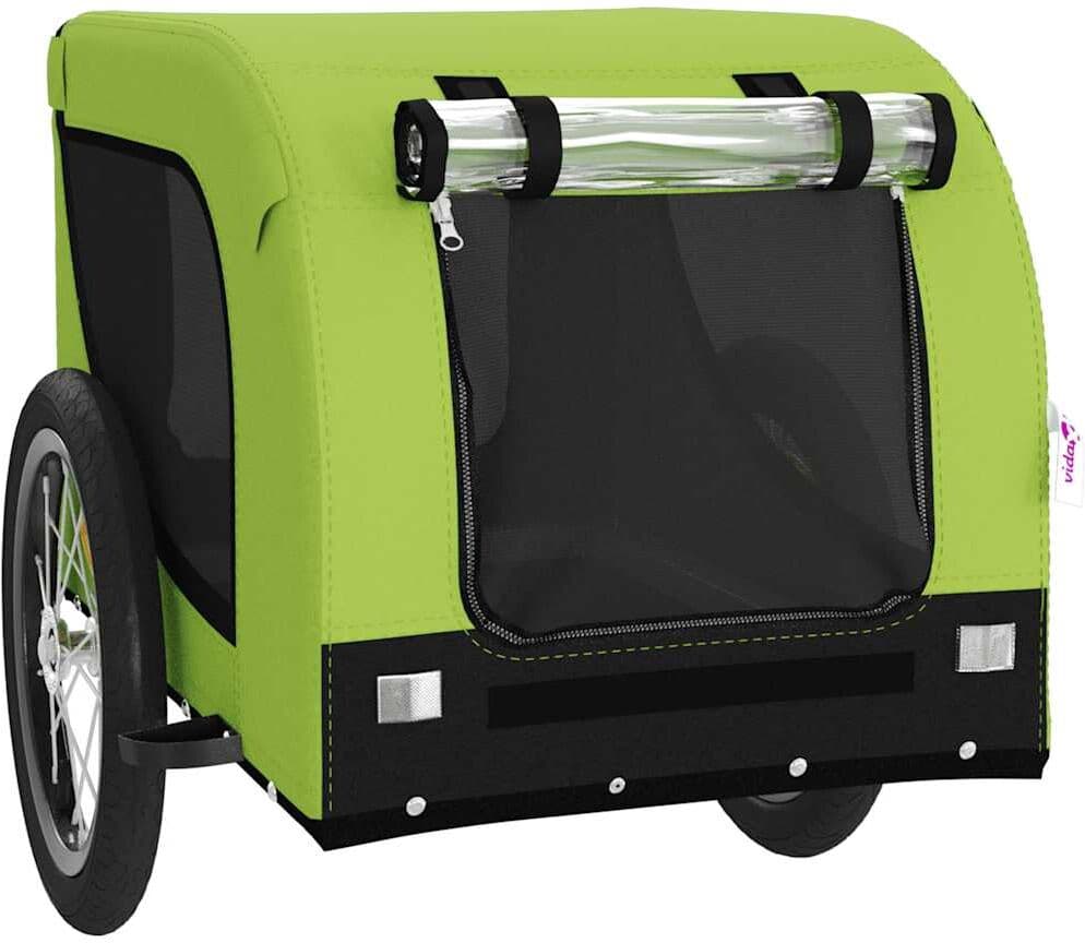vidaXL Remorque de vélo pour animaux de compagnie vert et noir