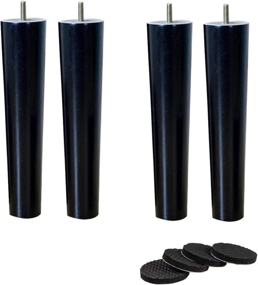 Meubelpoten Set Zwart - Houten Ondersteuning van 20 cm inclusief bouten en pads