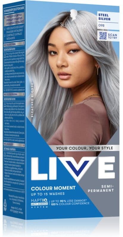 Schwarzkopf LIVE Colour Moment προσωρινή βαφή μαλλιών απόχρωση 098 Steel Silver 50 ml