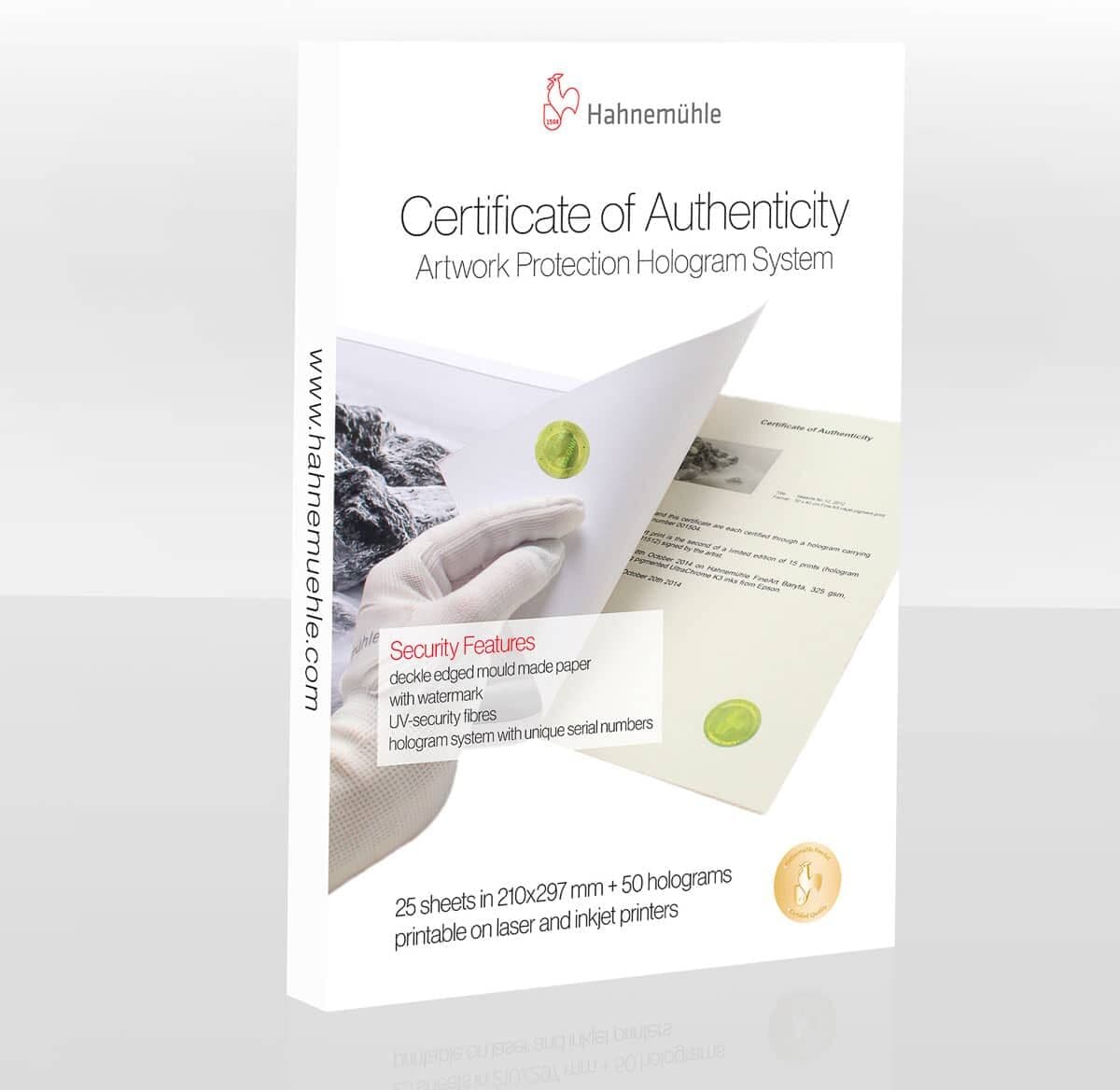 Hahnemühle Photo Certificate Of Authenticity