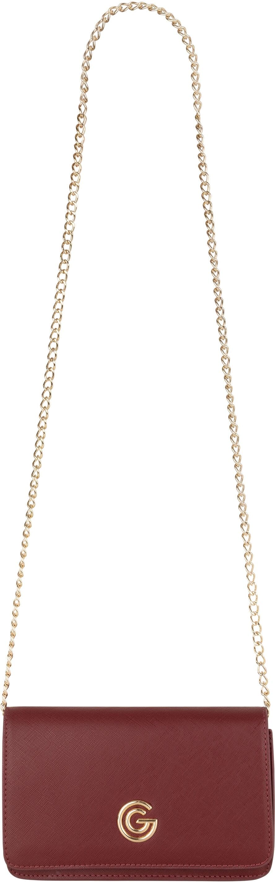 Geldbörse "QUEEN", Damen, rot (bordeaux), Lederimitat, GABRIELLA G BY GABRIELLA GUCCI, unifarben, Kleinlederwaren, Damen Portemonnaie, Geldbeutel, Scheintasche mit Kette