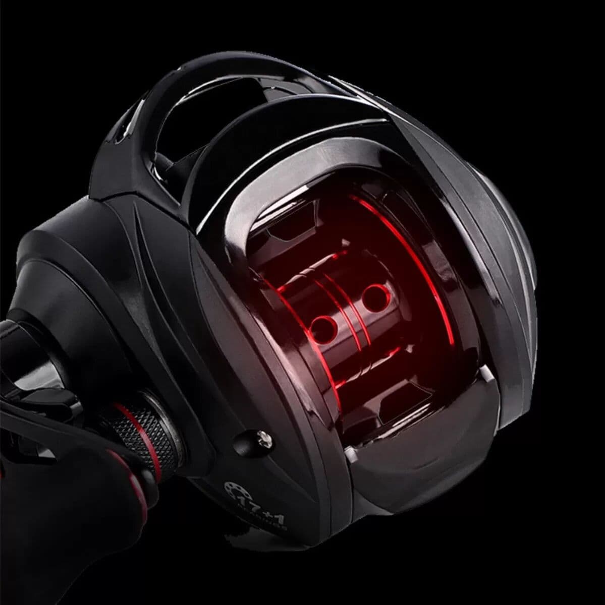 INF Moulinet baitcasting main gauche double-bobine – Design noir goutte, bobine acier inox 18 axes, frein magnétique 9 niveaux,