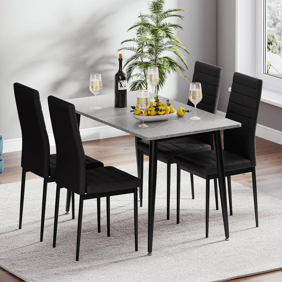 17 Stories Dining Set Grey / Black/Black