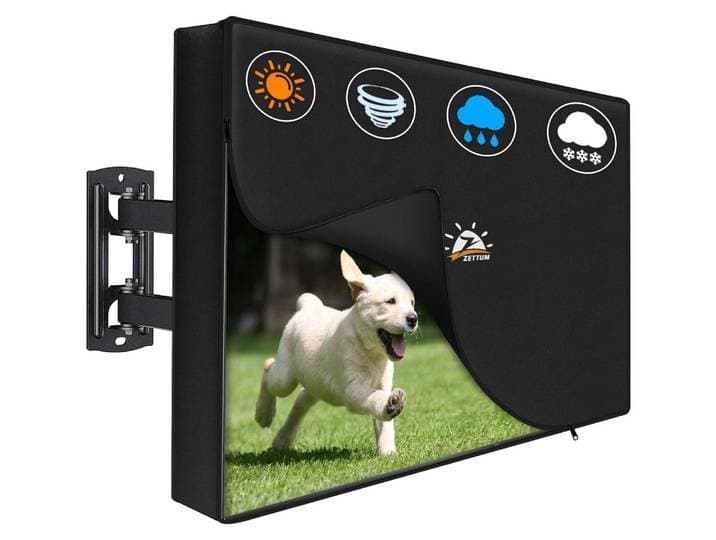 TV Abdeckung Aufklappbar 65-70 Zoll Wasserdicht Heavy Duty 600D PolyurethanOxford mit Reißverschluss Outdoor